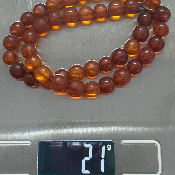 Vintage Amber Round Beads Necklace Sterling Clasp - Picture 11 of 14